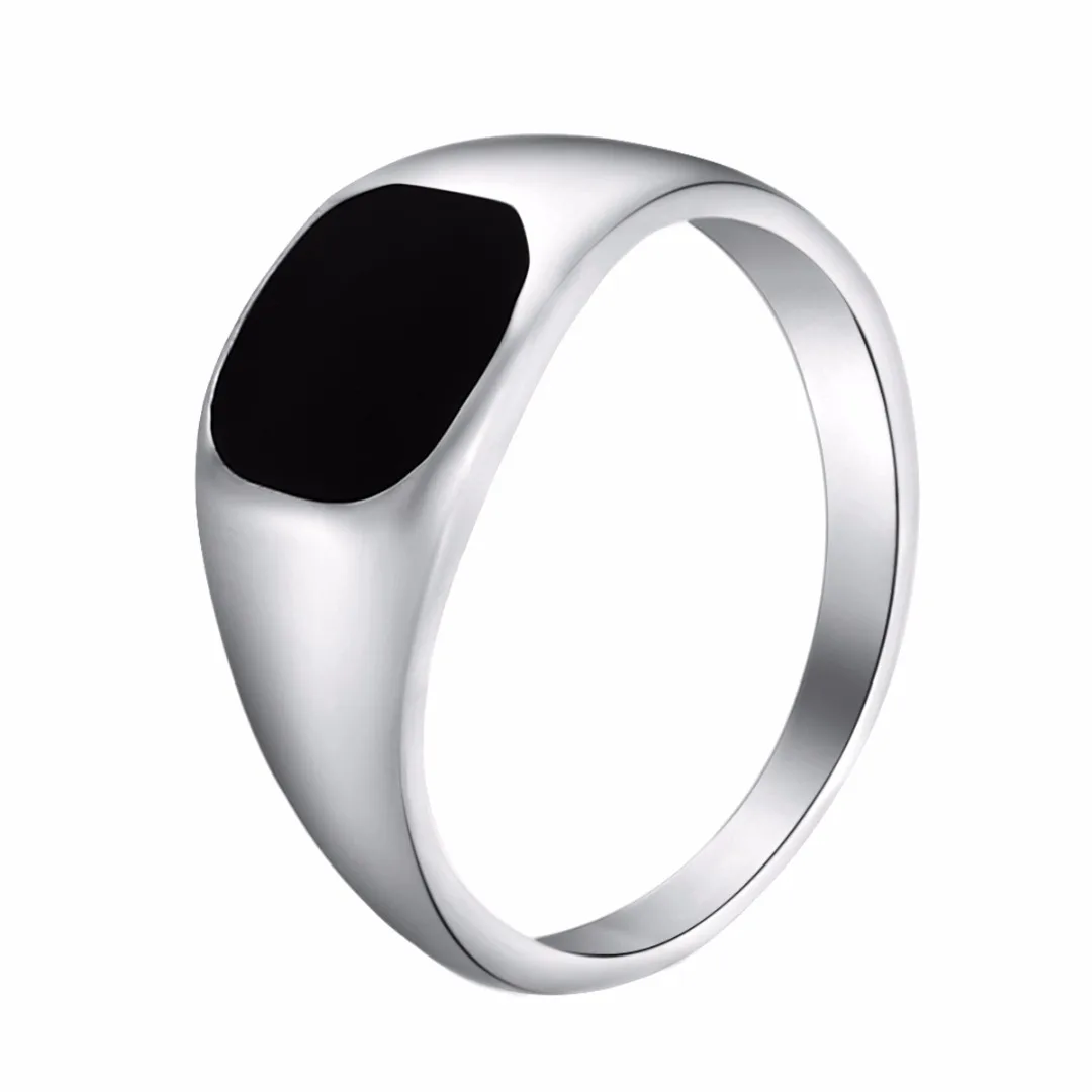 Shellhard Vintage Stainless Steel Ring Fashion Gold Silver Color Polished Signet Seal Biker  Finger Ring For Women Men Jewelry