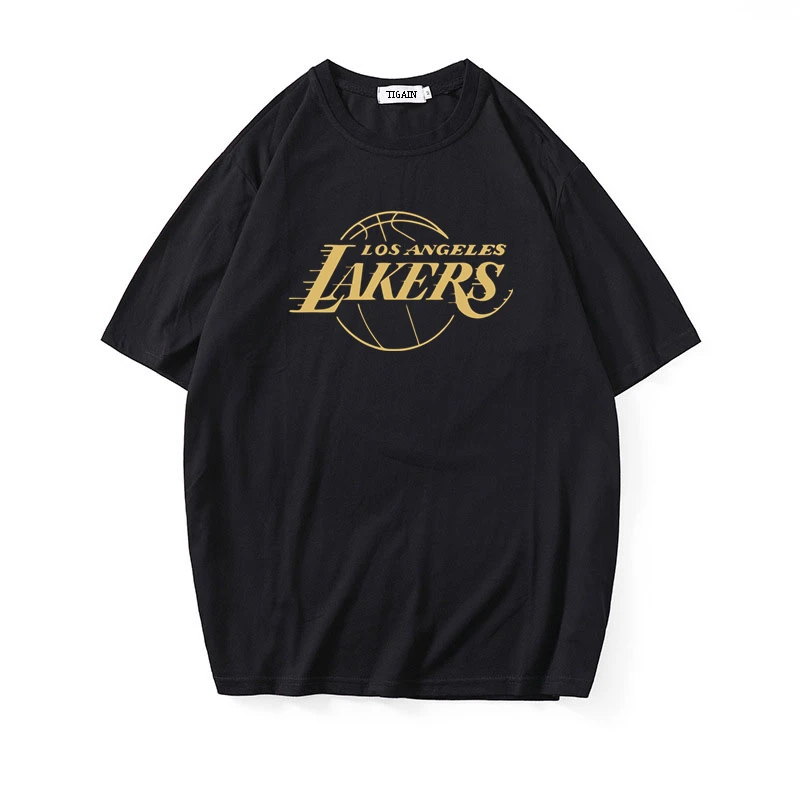 

Lakers T-Shirt Los Angeles Lakers Gold Print Men's Cotton Summer TShirt Hip Hop Streetwear Harajuku Tshirt Top Tee Dropshipping