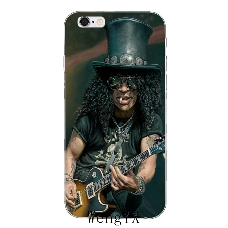 Мягкий Тонкий силиконовый чехол для телефона с гитарами rock music Slash iPhone 4 4s 5 5s 5c SE 6 6s