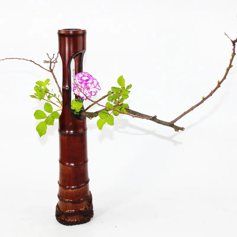 Японский Ikebana натуральный корень бамбука секция ваза ручной работы цветок