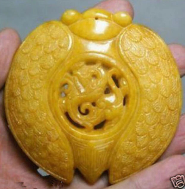 

CHINESE OLD HANDWORK YELLOW Jades CARVED CICADA PENDANT Free Shipping