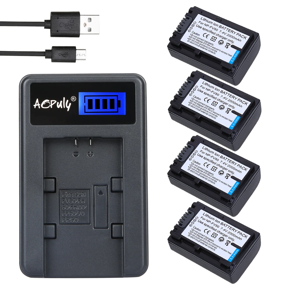 Аккумулятор AOPULY NP FV50 + зарядное устройство USB для SONY HDR XR550E XR350E CX550E CX350E CX150E DCR SR68E SX83E