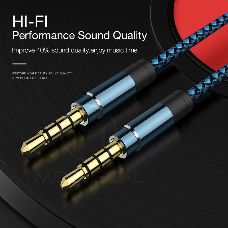 MOOJECAL 3.5 Jack Audio Cable Jack 3.5 mm Male to Male Cloth Audio Aux Cable For iPhone Car Headphone Speaker Wire Line Aux Cord