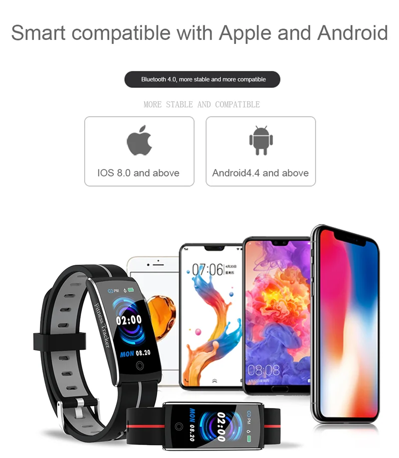 Pulseira de fitness F10C Freqüência Cardíaca Pressão