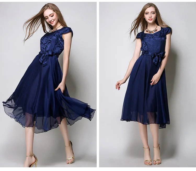 Мода новое летнее платье женское Элегантное Шелковое тонкое размера плюс с коротким рукавом длинное платье дизайнерское шифоновое платье повседневное женское LY923