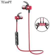 TCunPT беспроводные Bluetooth наушники магнитные спортивные стерео гарнитура, наушники с микрофоном для IPhone SAMSUNG xiaomi Huawei телефоны
