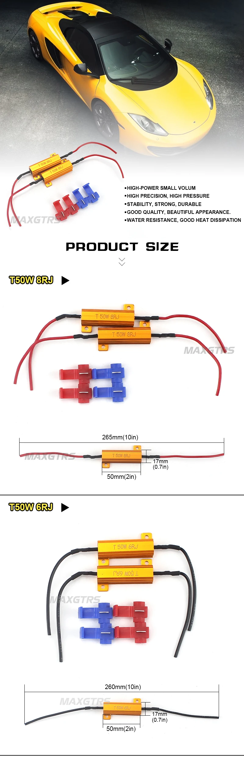 2x50 Вт 100 Вт 6 8ohm светодио дный нагрузочного резистора H1 H3 H4 H7 H8 H11 9006 1156 1157 фара DRL противотуманных фар проводной компенсатор, декодер