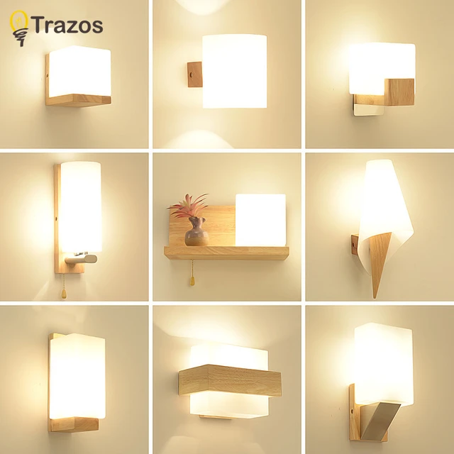 Trazos Nordic Wood Wall Lamps Modern Mounted Luminaire Iron Trazos Nordic Wood Wall Lamps Modern Mounted Luminaire Iron Sconce For Bedside Light Bedroom Lighting Fixtures