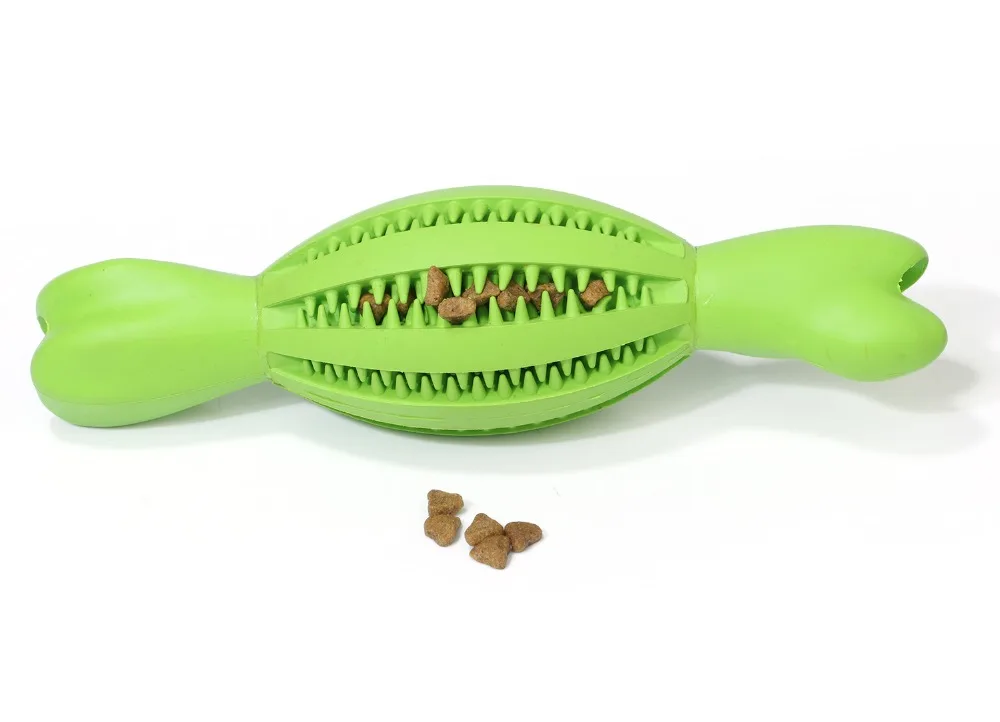 Dog Toy Interactive Rubber Rugby Bone Molar Stick Elasticity Leaky Feeding Ball Pet Dog Chew Toys Tooth Cleaning Balls Training (11)