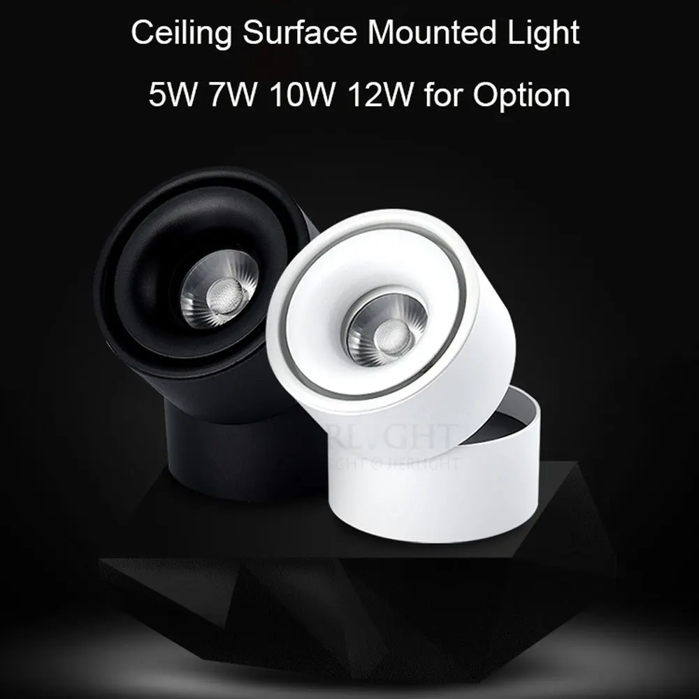 

Free shipping COB 7W 10W 12W LED Downlights Surface Mounted Downlight LED Lighting Angle-adjustable+ AC110/220V Driver