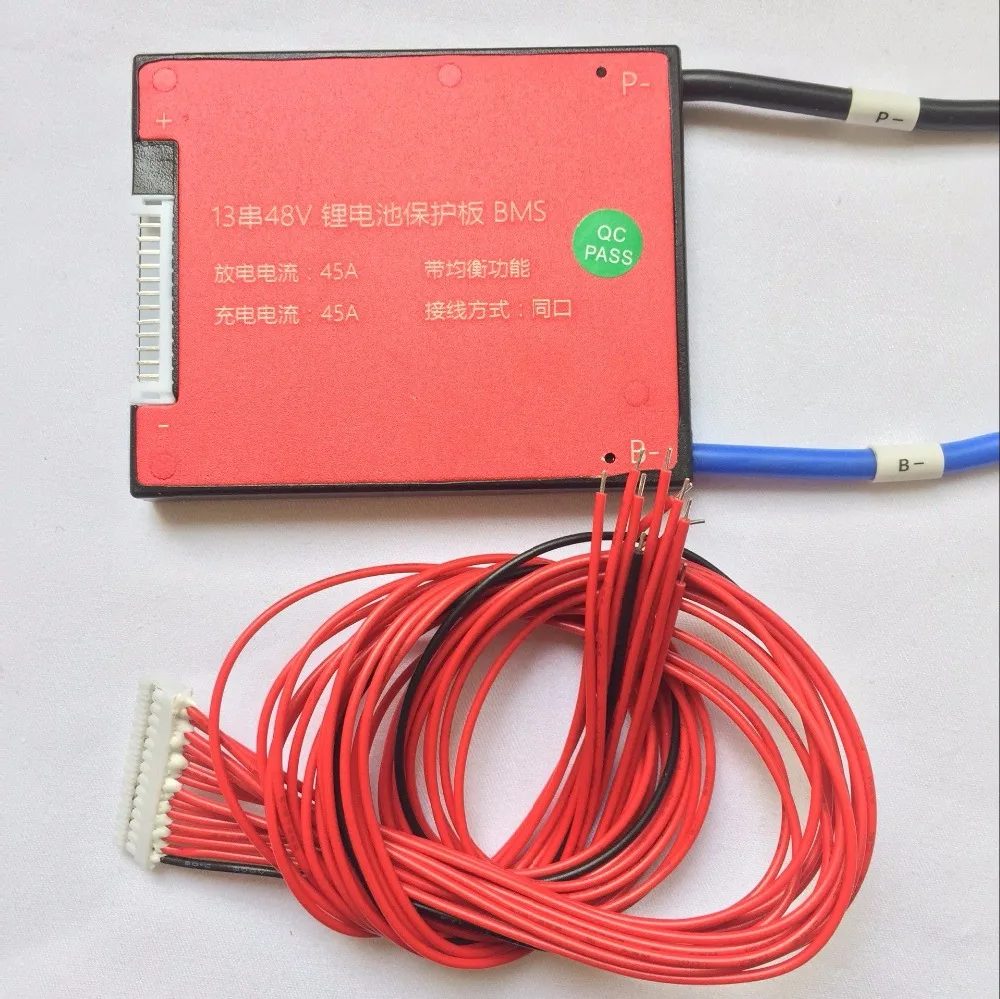 Водостойкая литиевая батарея lipo 13 s В 48 V 45A bms pcb pcm для электромобилей|Комплекты