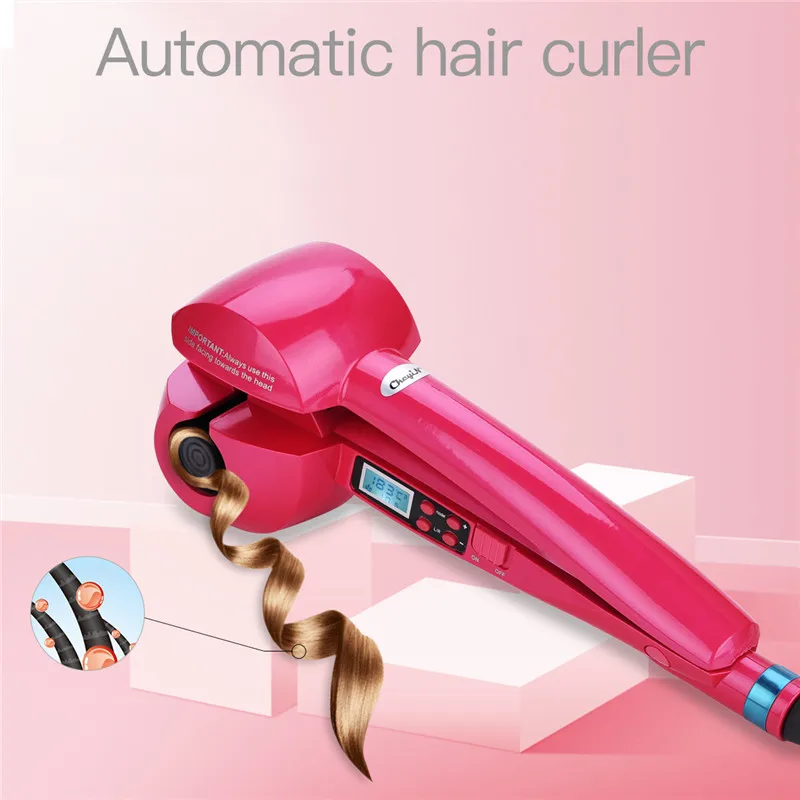 Automatic Hair Curler Ceramic Wave Curling Iron Adjustable Temperature Curling Wand Hair Styler Tool LCD Display Electric Curl