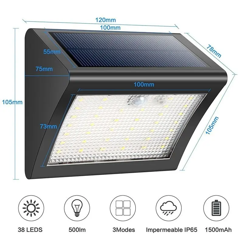 Günstige 2018 neue Solar Lichter Wasserdichte Outdoor Garten 38LED Sicherheit Motion Sensor