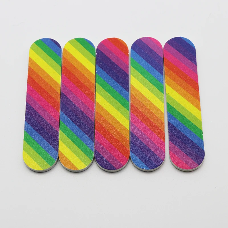 

5pcs/set Colorful Rainbow Sanding Nail File Round Head Nail Polishing Buffing Sanding Buffer Manicure Nail Art Care Tool