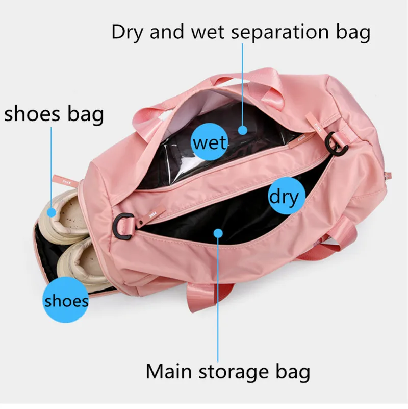 2019 новый дизайн блестки розовыми буквами одежда для фитнеса сумка через плечо сумка женская сумка-тоут путешествия вещевой Bolsa