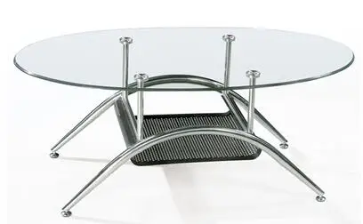 Прямоугольный упрочненный стеклянный кофейный столик из алюминиевого сплава