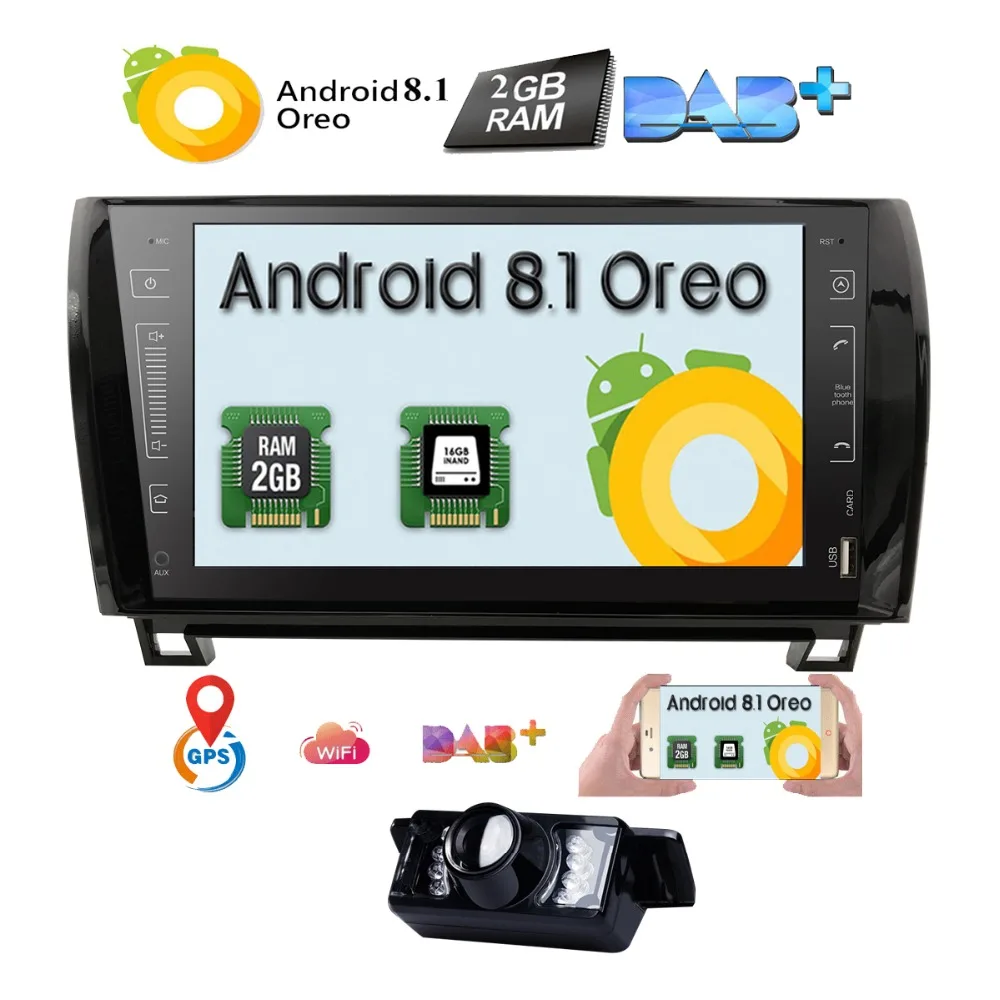 Perfect 9" Quad-Core Android 8.1 Car Radio Head Unit Stereo GPS Sat Nav DAB+ for Sequoia /Tundra 2
