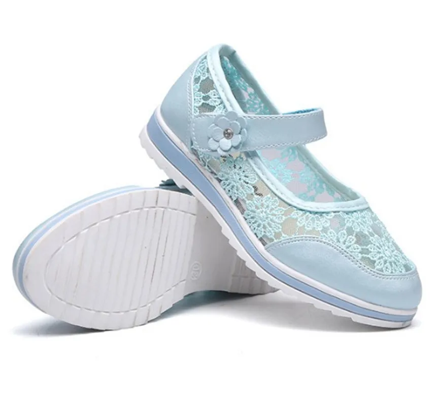 

2018new Hot style Baby Girl Summer Sandal Children Sandal Fashion Lace embroidered princess shoes Kids Girls Shoes pink blue