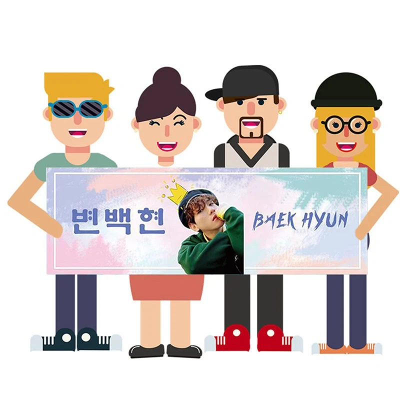 1 Piece Kpop EXO BAEKHYUN CHANYEOL SEHUN Concert Support Hand Banner Fabric Hang Up Poster For Fans Collection Gift