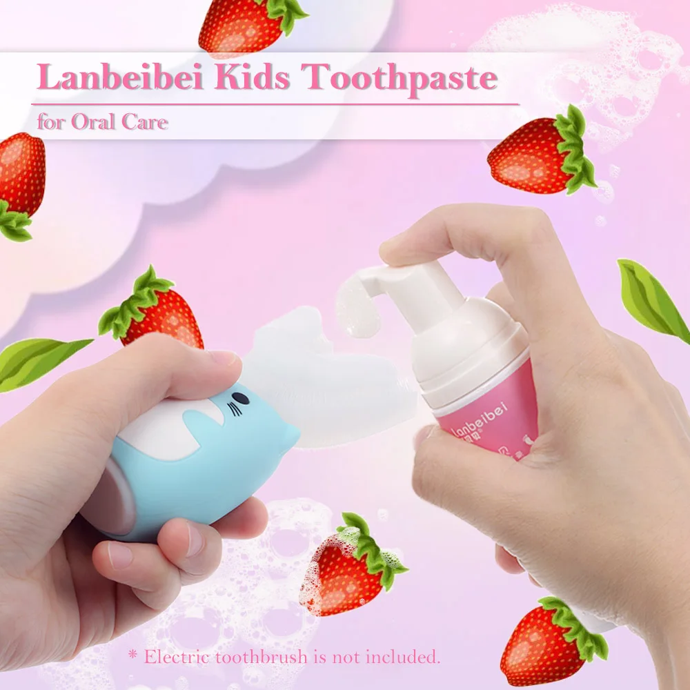 

Lanbeibei Kids Toothpaste for Oral Care Pump Bubble Strawberry Flavor 2.1 Ounce Foam Toothpaste For Kids Oral Hygiene
