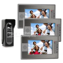 DIYSECUR 3 Monitor 1 Cámara de 7 pulgadas de Color de Vídeo Puerta Teléfono Intercom Sistema de Seguridad A Prueba de agua IR Cámara de Visión Nocturna