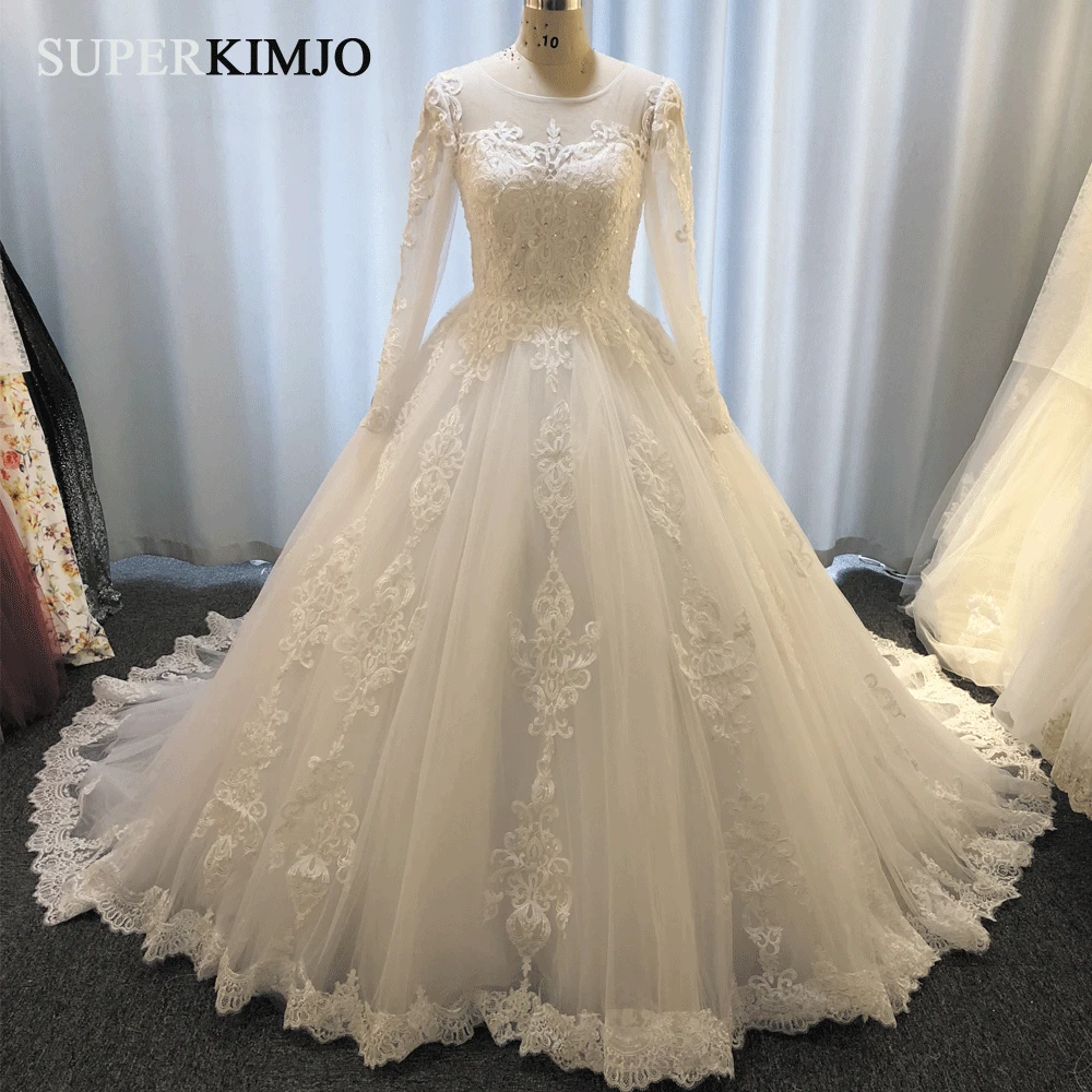 SuperKimJo Vestido De Noiva 2019 Boho свадебный наряд с длинными рукавами Кружевная аппликация из бисера Элегантное свадебное платье