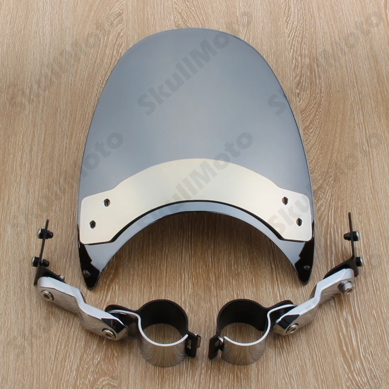 

Chrome Motorcycle Fork Mount Windscreen Windshield For Harley Dyna Super Low Glide XL883 1200 BLK