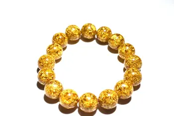 

24k Gold Foil Beads Bracelet 12mm Gemstone Female Fashion Temperament Jewelry Gems Accessories Gifts Wholesale