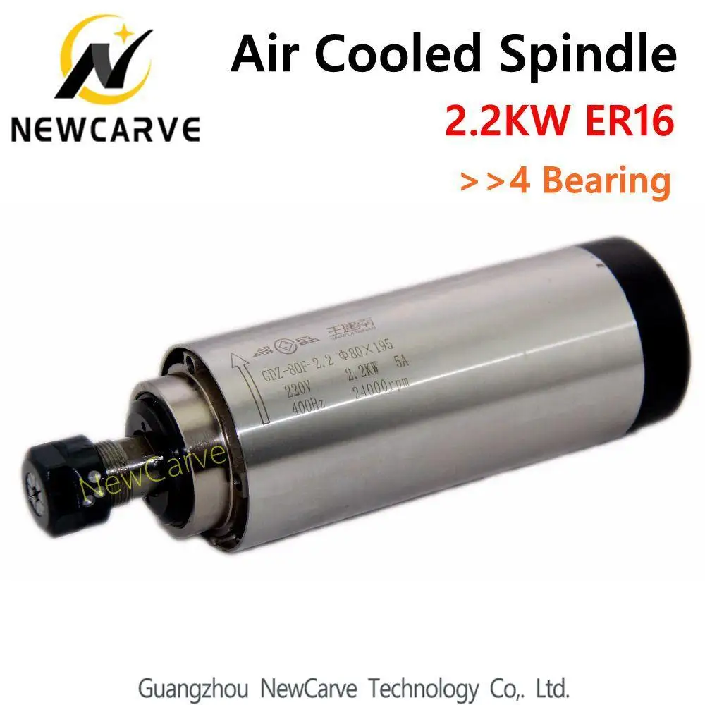 2.2kw Air Cooled Spindle Er16 Milling Spindle 2.2kw 220v 80*195mm With