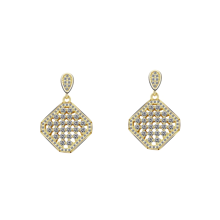 

Fashion Cubic Zirconia Geometric Square Drop Earrings For Women Jewelry Gold Color Pendientes Mujer Moda Statement Earrings
