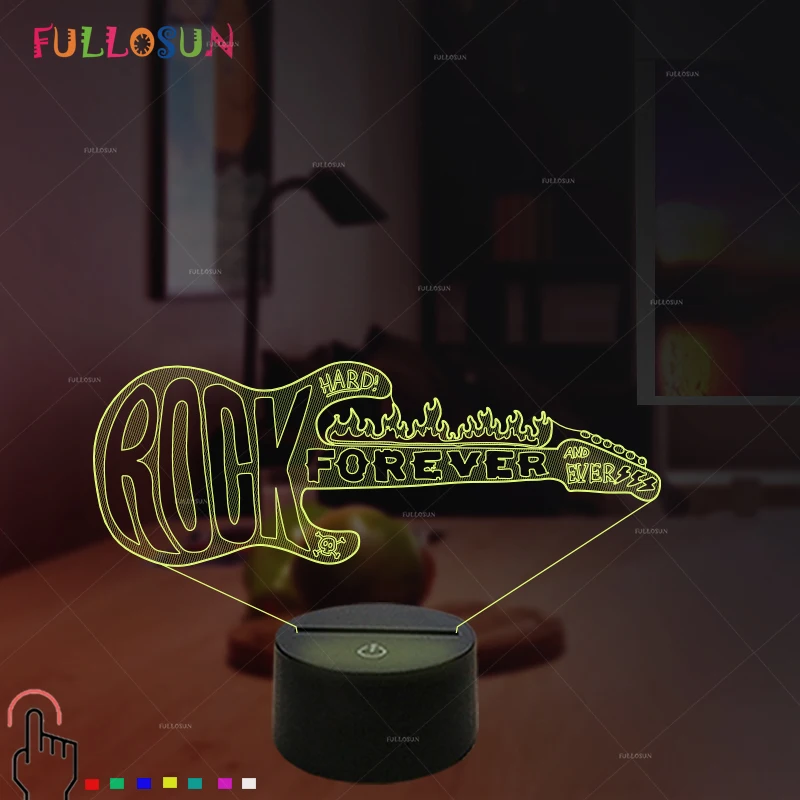 LED Creative Night Lamp Guitar Model 3D Lights Kids Bedroom Cool Table for Christmas Gift | Лампы и освещение