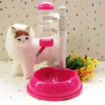 Pet Cat Dog Water Drinker Dispenser Food Stand Hamster Feeder Dish Bowl Bottle Plastic Automatic Fountain Drinker 1