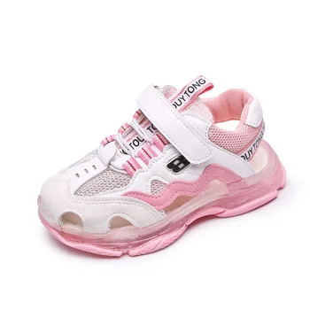 

Summer Children Air Mesh Sandals Boys Closed Toe Cut Out Beach Sandals Girls Soft Breathable Flats Shoes Casual Sport Sandals