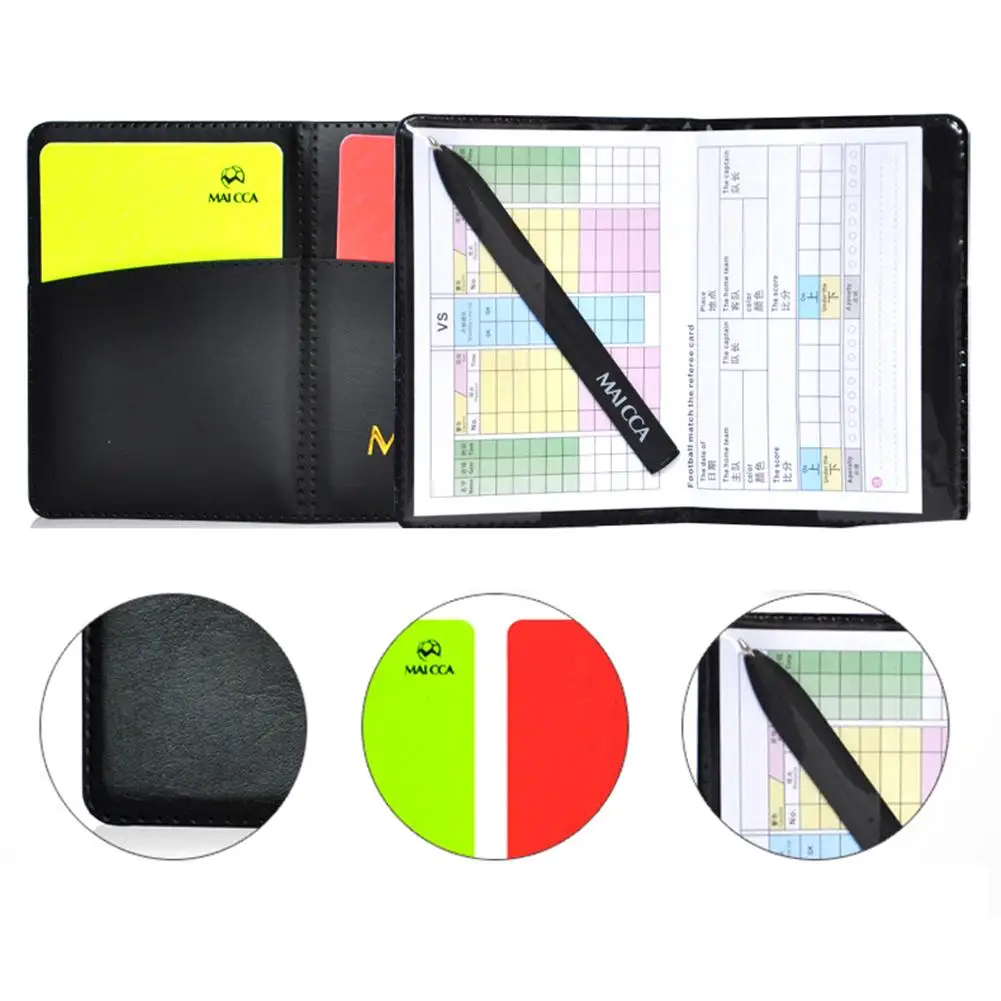 Referee Cards Red/Yellow Football Sport Wallet Notebook Pencil Soccer Set A6L9 