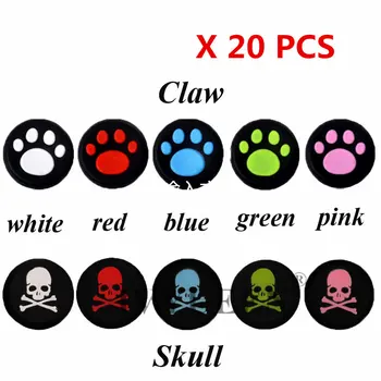 

IVYUEEN 20 pcs Cat / Skull Cover for Dualshock 4 Playstation 4 PS4 Pro Slim Controller Silicone Thumb Sticks Gaps for XBox One