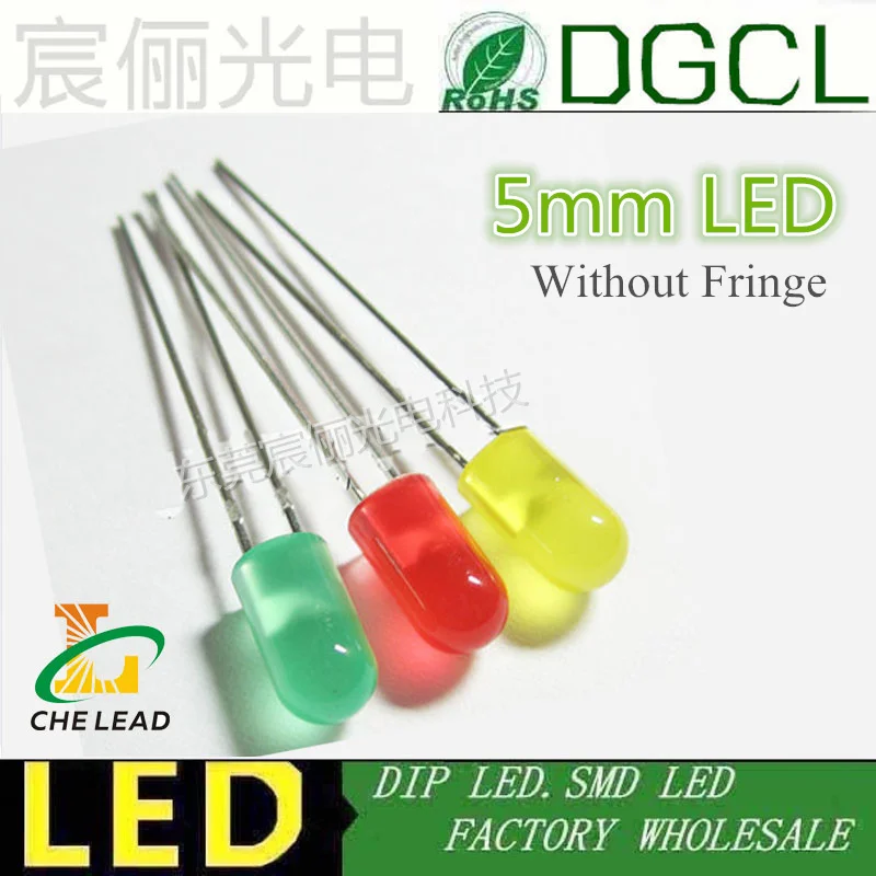 100 шт/цвет красный/зеленый/желтый круглый светодиод 5 мм DIP led без бахромы
