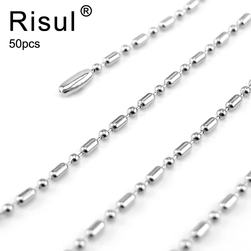 Wholesale 50pcs Jewelry 2.4mm Bamboo Bead Necklace Chain Silver Color