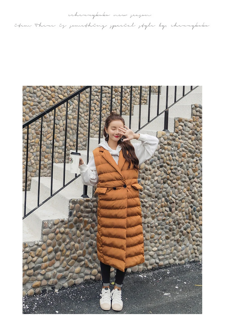 Корейский для женщин; Большие размеры тонкие белая утка вниз длинный жилет теплая куртка без рукавов Тонкий жилет пальто ветровка джемпер