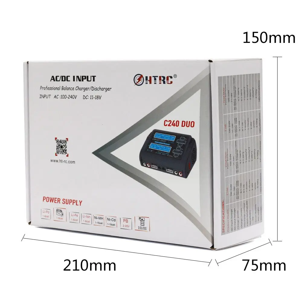 HTRC C240 DUO AC 150W DC 240W Dual Channel 10A RC Balance lipo battery Charger HTRC C240 DUO AC 150W DC 240W Dual Channel 10A RC Balance lipo battery Charger