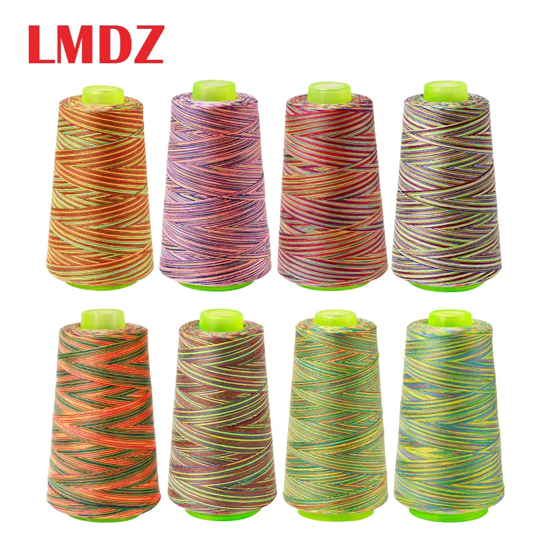 

LMDZ 1Pcs Rainbow Polyester Sewing Thread Machine Embroidery Threads Textile Yarn Woven Embroidery Line 3000 Yards