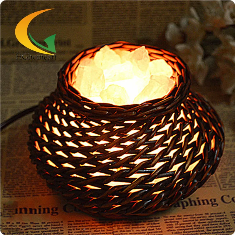 

modern creative handmade rattan S grade salt crystal lamp table lamp night light bedside lamp Eye table lamp Lights