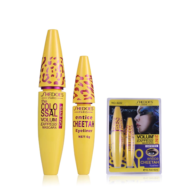1 компл. = 2 шт. высокое качество Professional Make up Eye liner Набор Леопард колоссальный черный Тушь для ресниц + жидкость Entice Cheetah подводка глаз - изображение