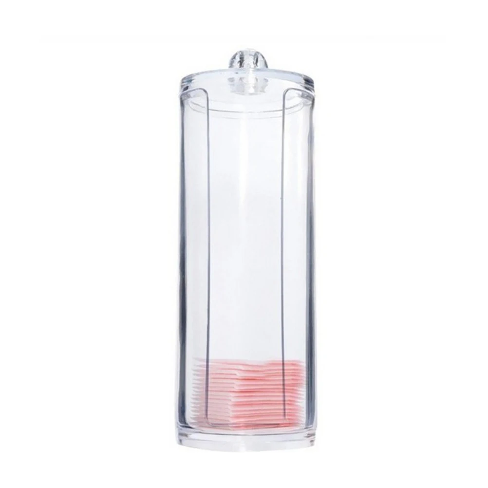 

1 PC Transparent Makeup Organizer Round Cosmetic Storage Durable Cotton Pad Dispenser Container Holder Bedroom Supplies