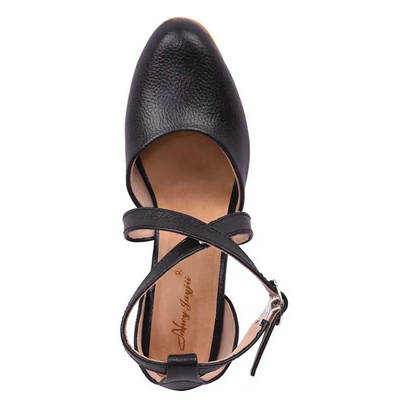 black ankle strap chunky heel