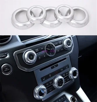 5pcs ABS Chrome Car Air Conditioner Knob Decoration Cover Car-styling For Land Rover Discovery 4 Range Rover Sport Car Accessory