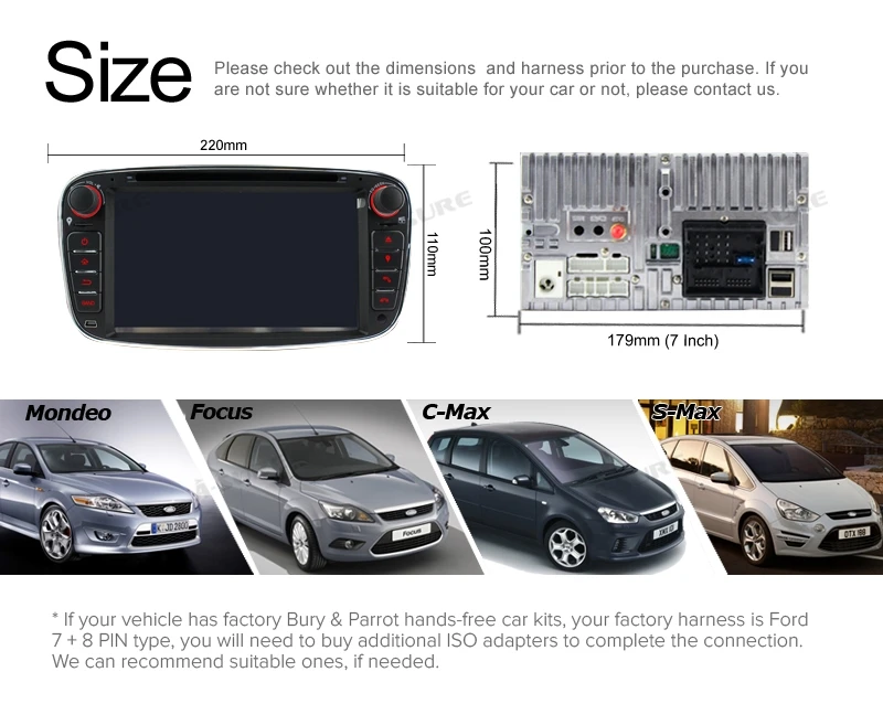 Discount A-Sure 2 Din 7 Inch Car Radio Player GPS For Ford Focus Galaxy S-Max C-Max Mondeo Kuga RDS SWC Bluetooth CD DVD USB Mirror Link 8