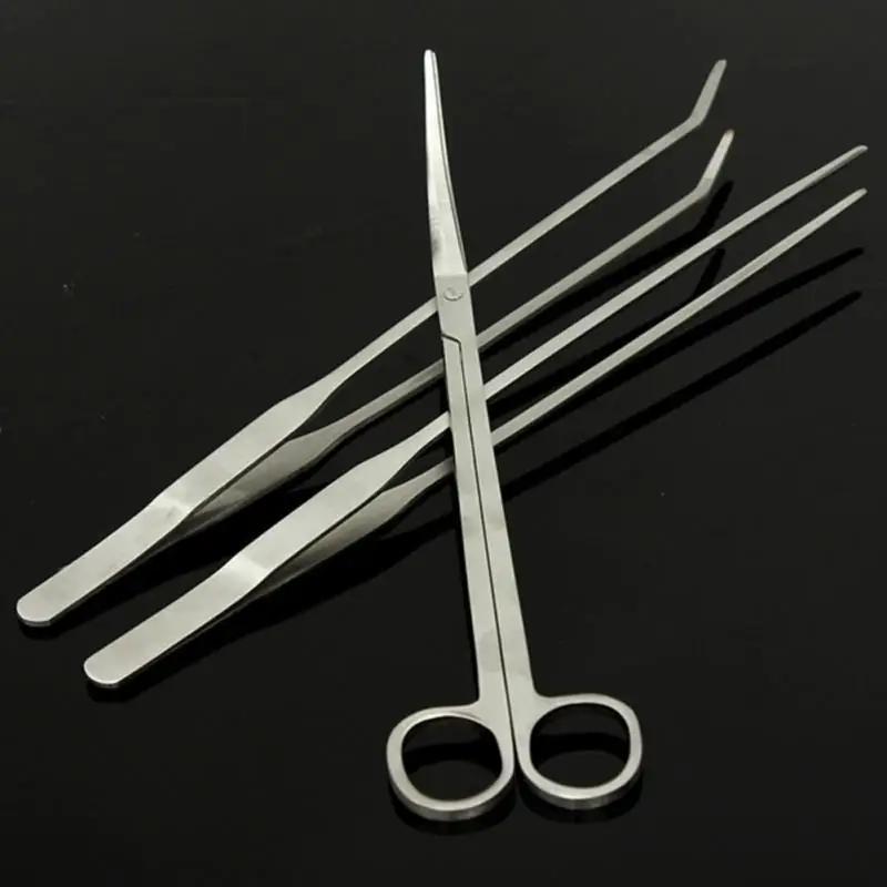 

3Pcs/Set Fish Tank Trimmer Tool Stainless Steel Long Handle Scissors for Aquarium Aquatic Plants Cleaning Tweezers CT011