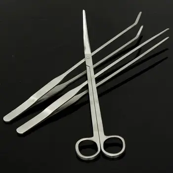 

3Pcs/Set Fish Tank Trimmer Tool Stainless Steel Long Handle Scissors for Aquarium Aquatic Plants Cleaning Tweezers CT011