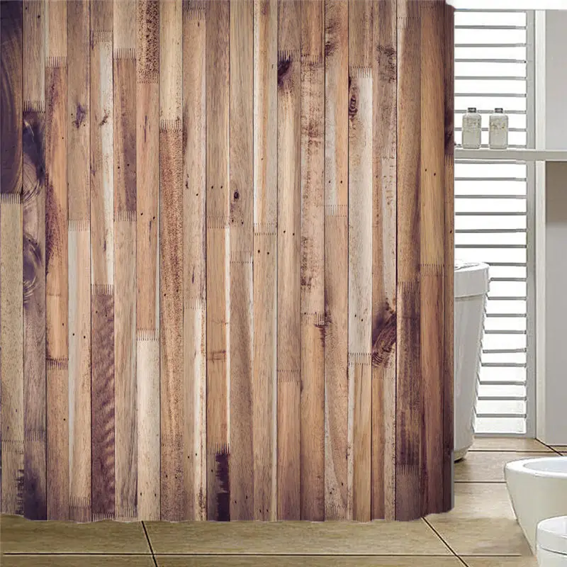 US $15.41 Wood Waterproof Shower Curtains Bathroom Creative Polyester Bath Curtain bathroom curtain Drop Shipping AP19