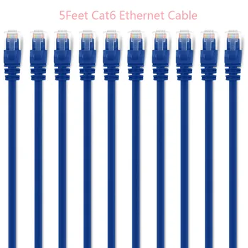 

CAT6 Blue 5FT Ethernet 10-Gigabit LAN Patch Cable CAT6 RJ45 8P8C UTP Network Snagless Patch Cord For PC,DVR,Laptop 5pcs/lot